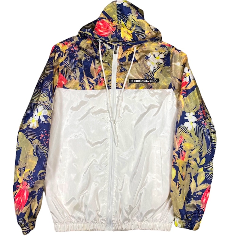 Zaful Mens Jacket Small Windbreaker Tropical Print Water Resistant Qina Yugn